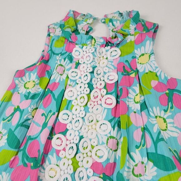 Llilly Pulitzer Girls Shift Dress Sleeveless Size 12 Floral Beach Day - Picture 2 of 10